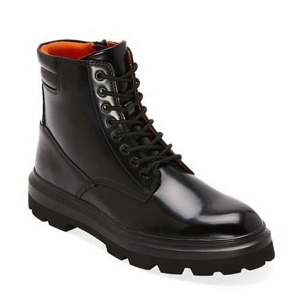 J. Ferrar Mens Bolton Black Lace Up Combat Boots 11 Medium Side Zip New